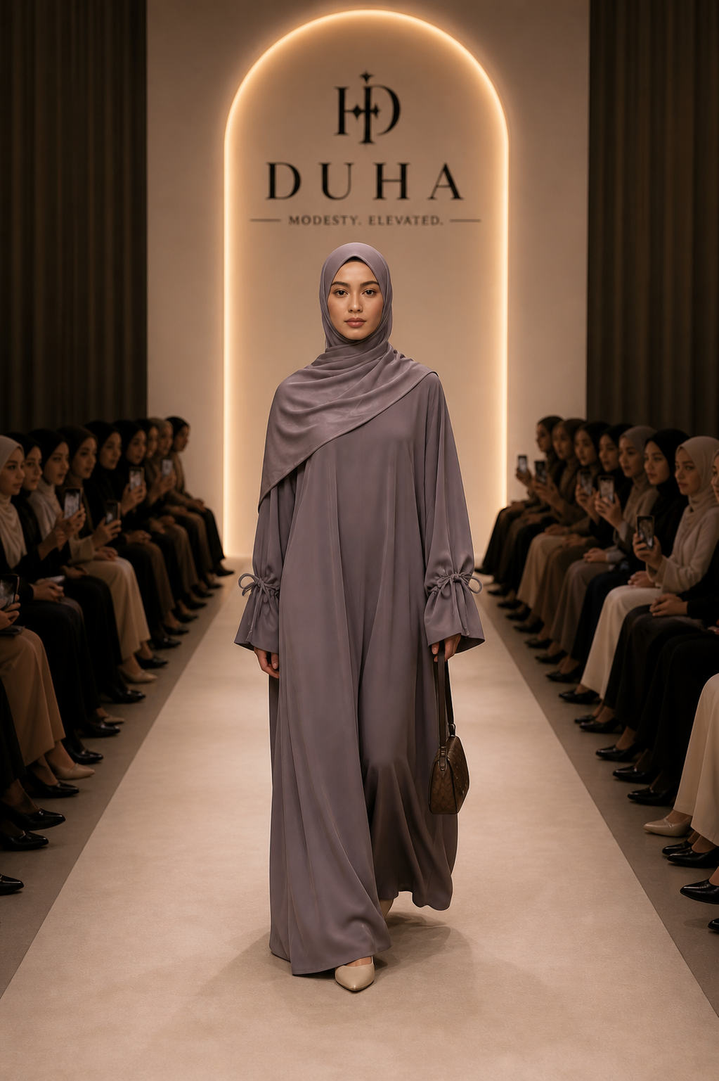Geruite Mouwen Nida Abaya - Silver