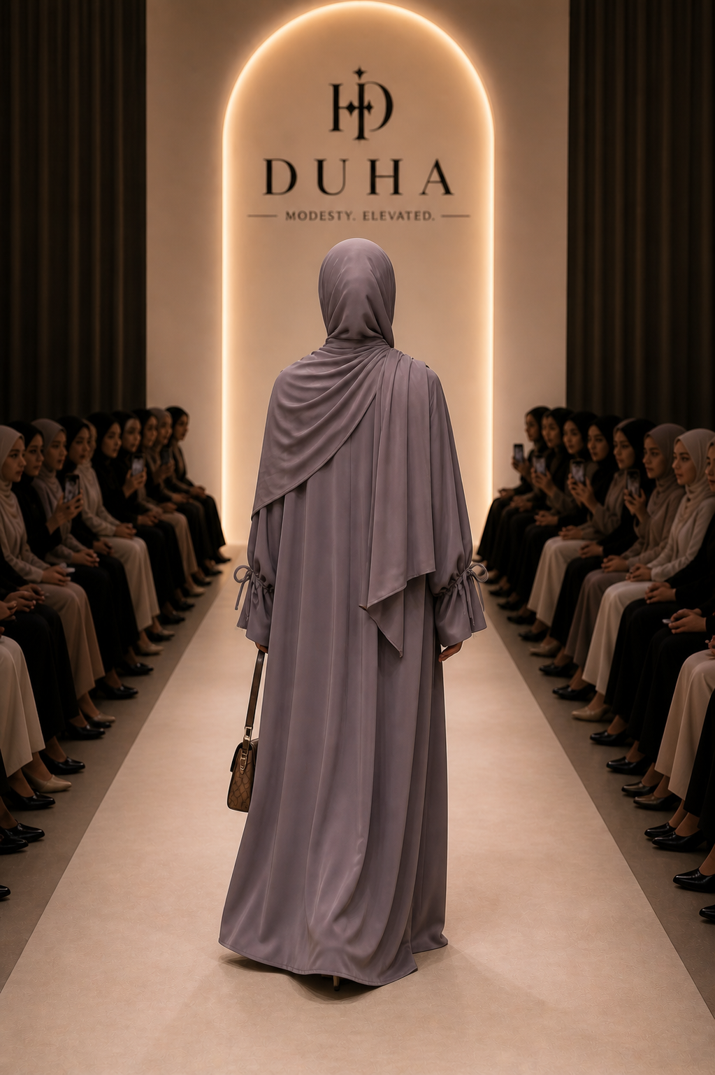 Geruite Mouwen Nida Abaya - Silver