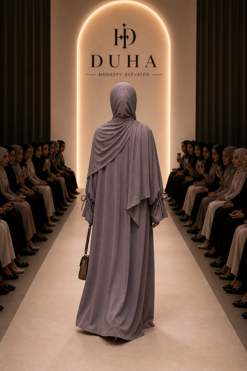 Geruite Mouwen Nida Abaya - Silver