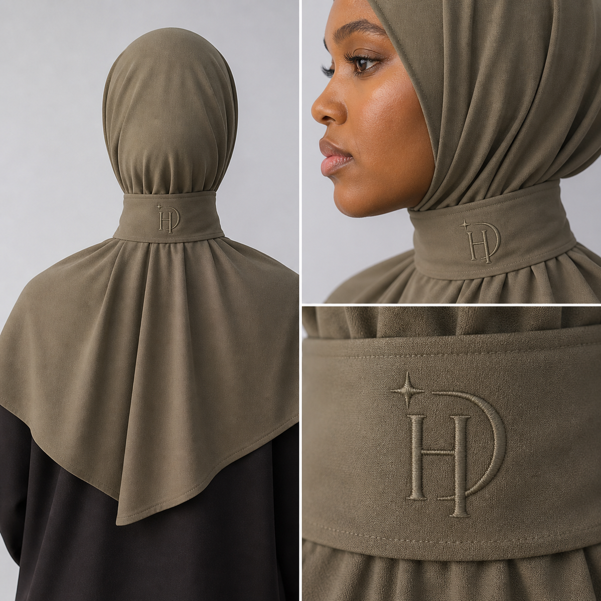 Elastische Instant Cap Knoop Hijab - Olive