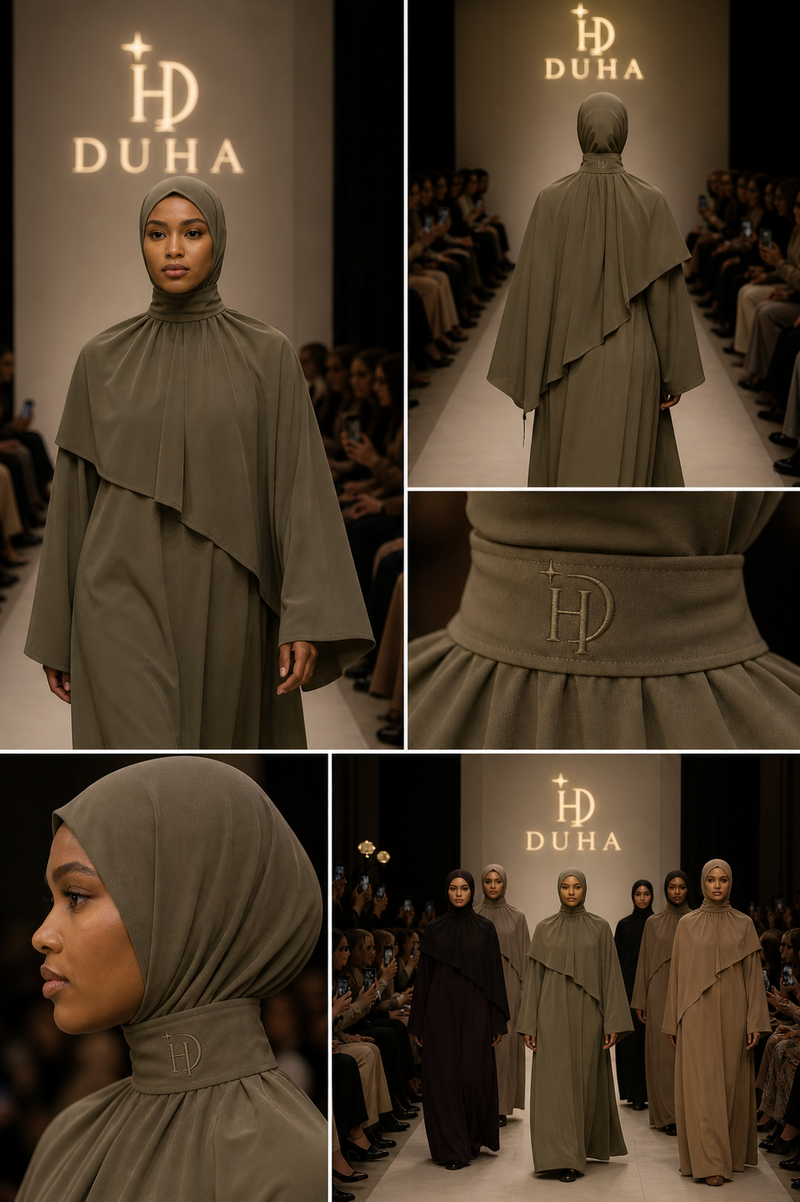 Elastische Instant Cap Knoop Hijab - Olive